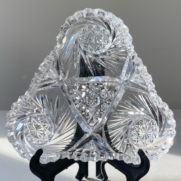 American Brilliant Period Cut Glass Nappy Candy Dish with sawtooth pattern